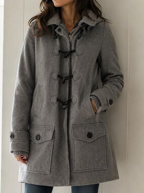 TOMMY HILFIGER Wool Blend Toggle Duffle Coat | Grey | XS